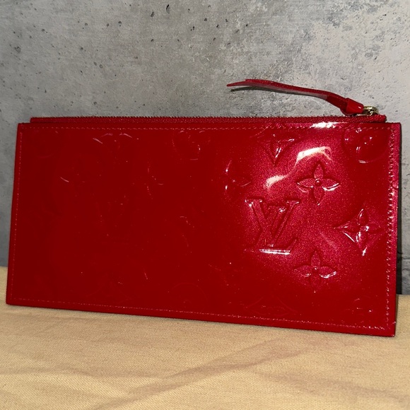 Louis Vuitton cherry red vernis falecie insert pochette clutch case - Picture 1 of 12